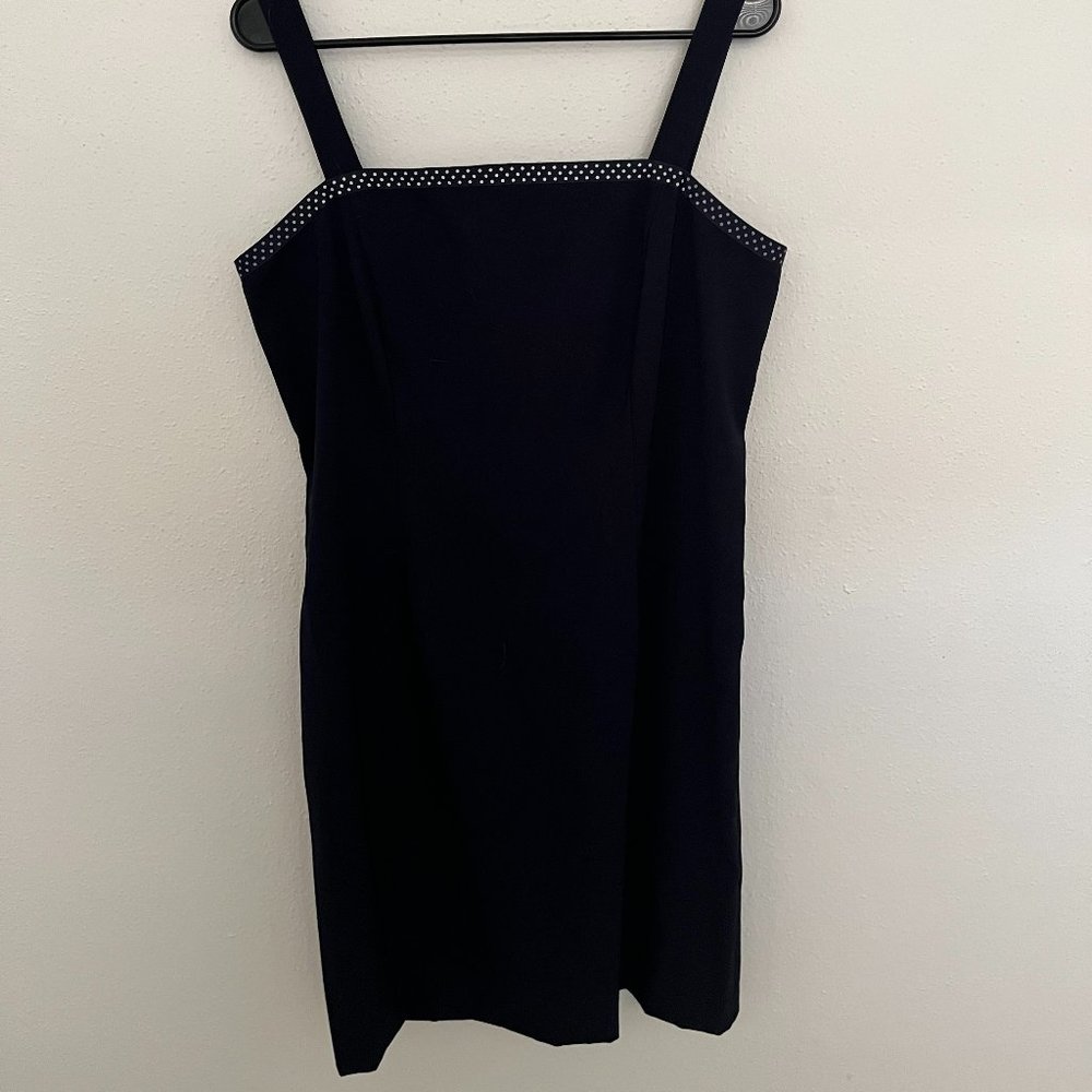 Little Black Dress with Polka Dot Trim